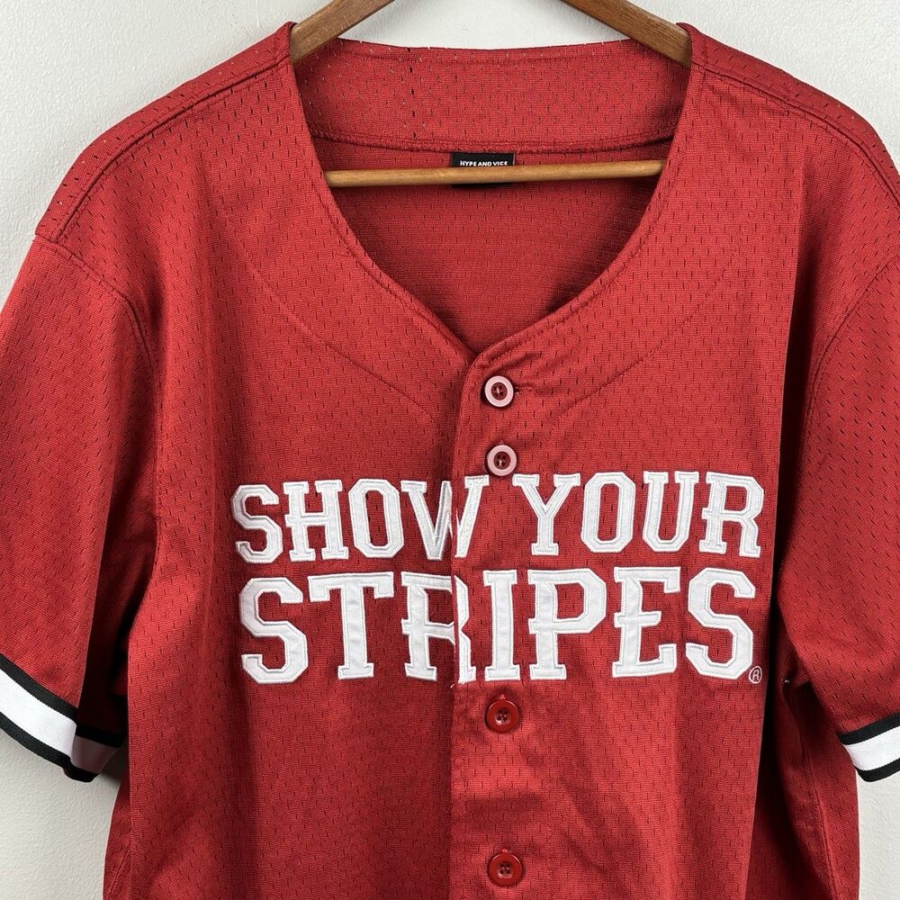 Hype And Vice Red Baseball Jersey Indiana Hoosiers Mens Large Show Your Stripes